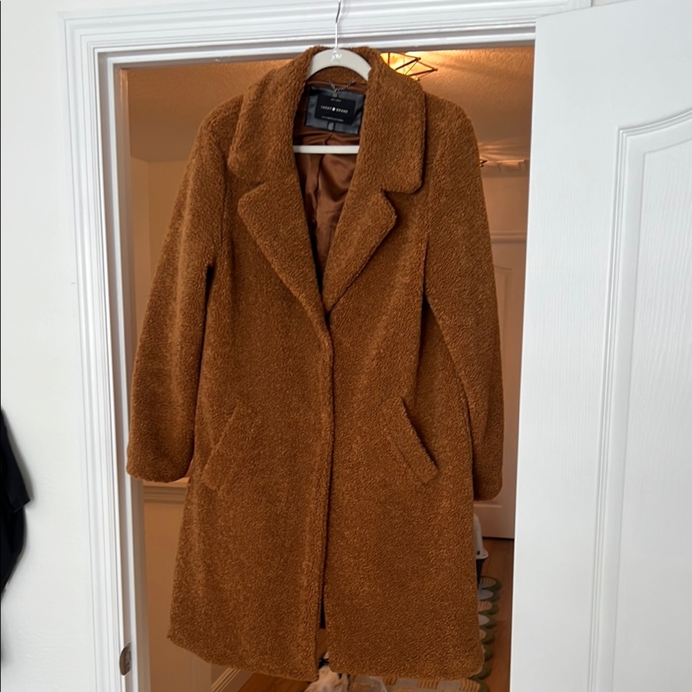 Lucky Brand Women's Brown Teddy Coat